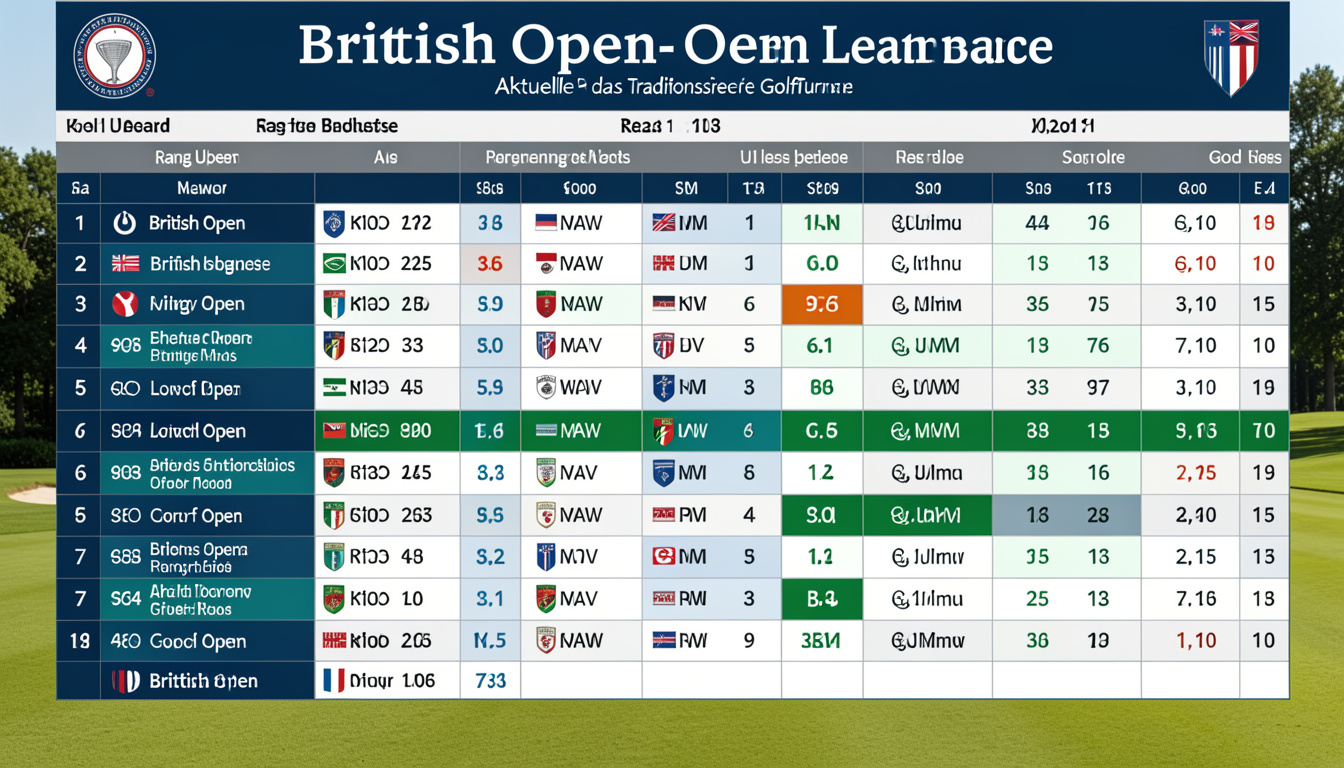 British Open Leaderboard – Aktuelle Ergebnisse, Ranglisten und alles über das traditionsreiche Golfturnier